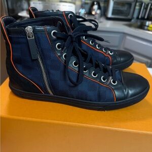 Louis Vuitton Damier high top Trainer – Navy / Orange